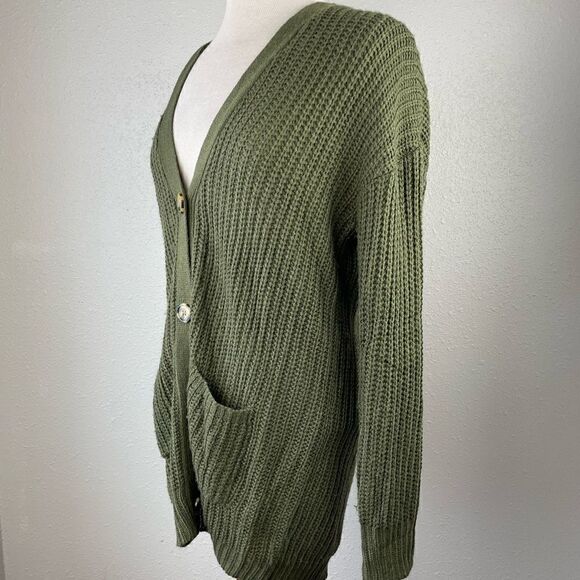 Polly & Esther Green Button Down Cardigan Sweater Size S EUC - Picture 3 of 6